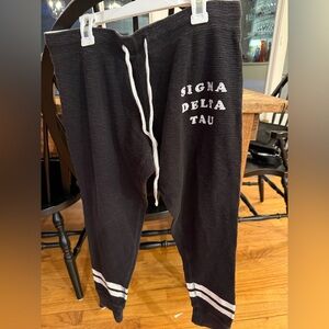 Boxercraft Black Waffle Joggers with White Details- sigma delta tau